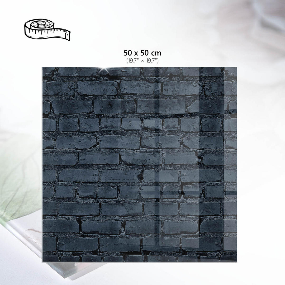 TISCHPLATTE 50x50 cm – Ziegelmauer - Weiß, Glas (0.4/50/50cm) - Wallfluent