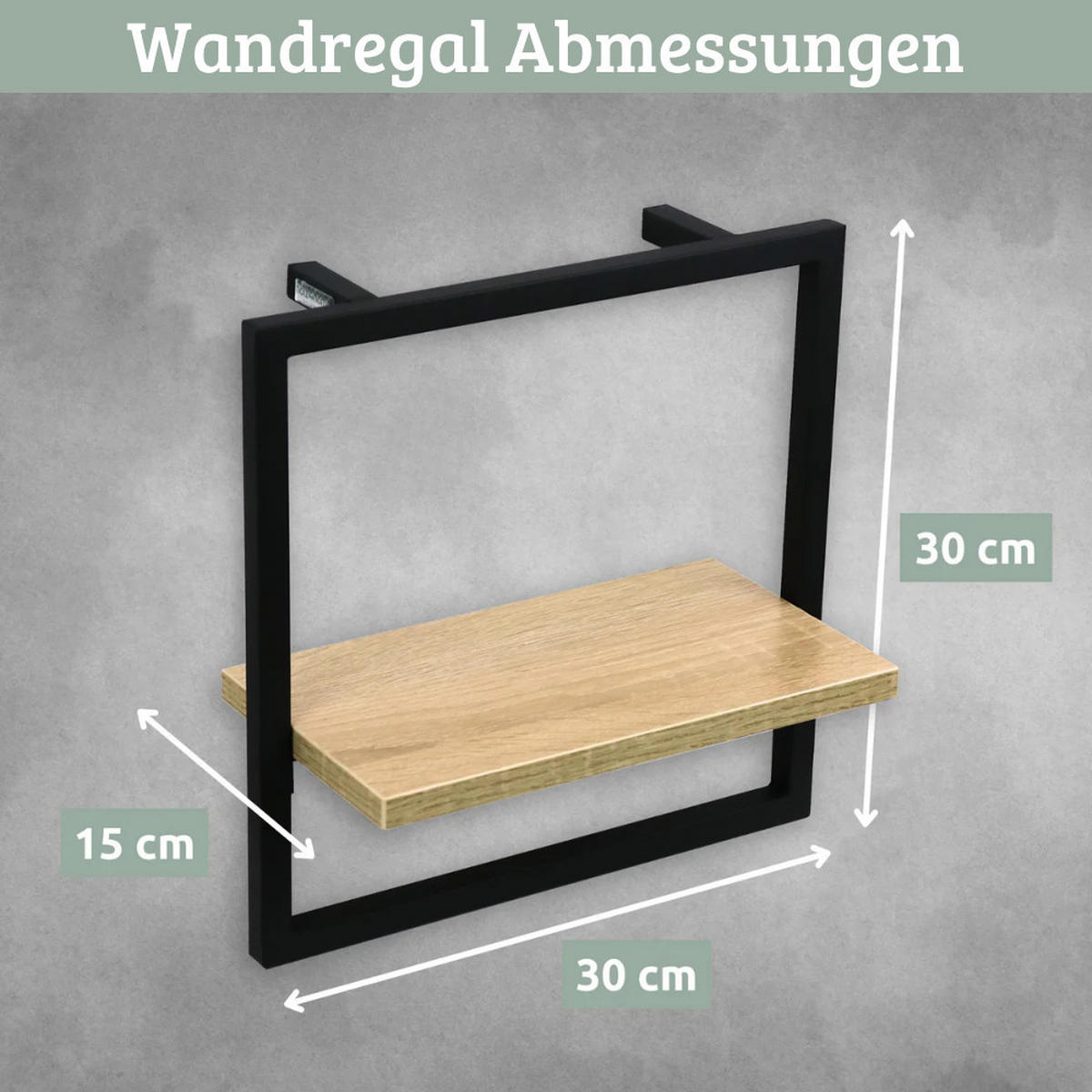 WANDREGAL Schwarz SYIOP MDF Metallrahmen Small - Braun, Holz (30/30/15cm) - DELUKE