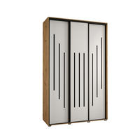 SCHWEBETÜRENSCHRANK 235,2/160/60 3-türig - Schwarz/Eiche Artisan, Holz/Metall (160/235/60cm) - Abiks Möbel