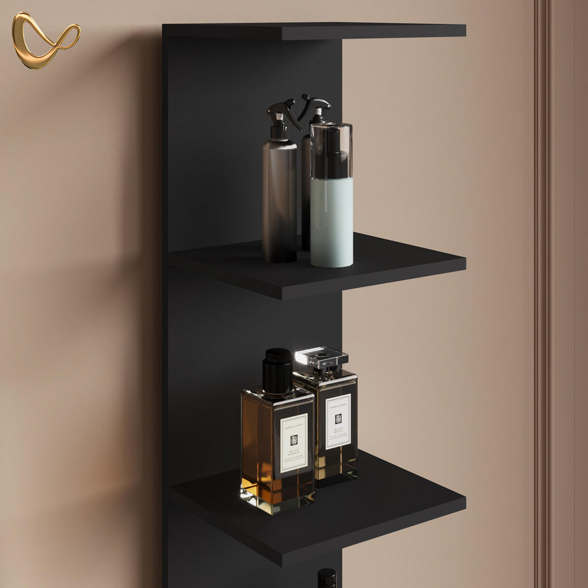 WANDREGAL Vesuvio Schwarz 30 x 190 cm 2er Set - Schwarz, Holzwerkstoff (30/190/28cm) - Livinity®
