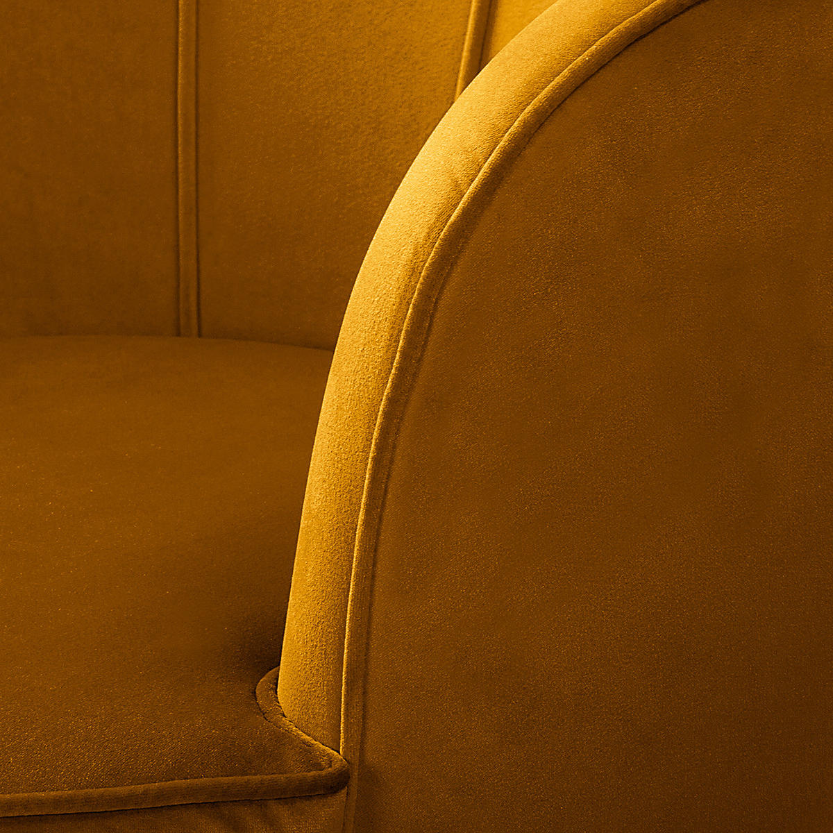 SESSEL - Samt, Füße Dunkel - Dunkelbraun/Gelb, Birkenholz/Textil (75/74/75cm) - home24