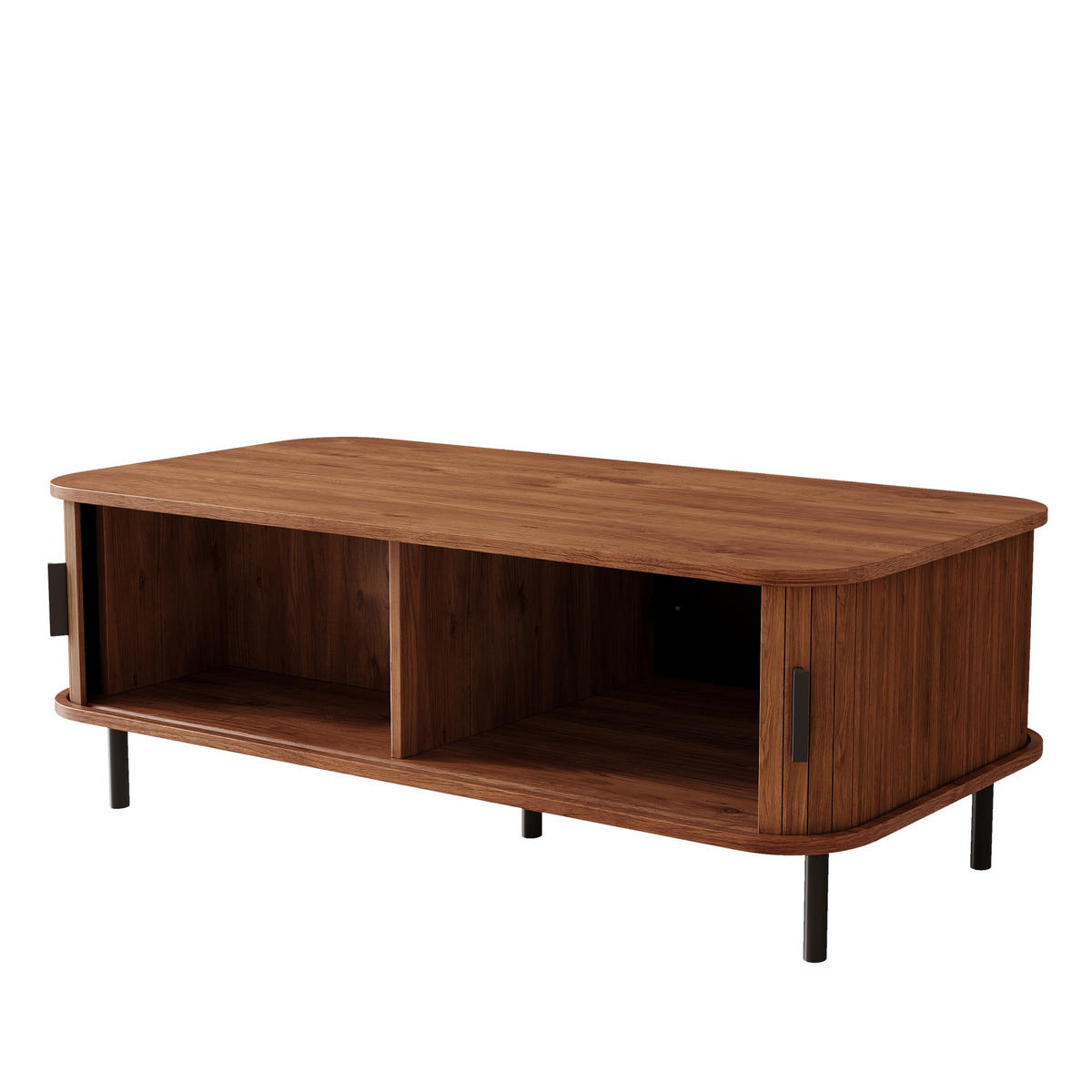 KONFERENČNÍ STOLEK Se posuvnými dvířky, ořechový, 100 × 50 × 45 cm - barva vlašského ořechu, kompozitní dřevo (55/120/45cm) - Urban Meuble