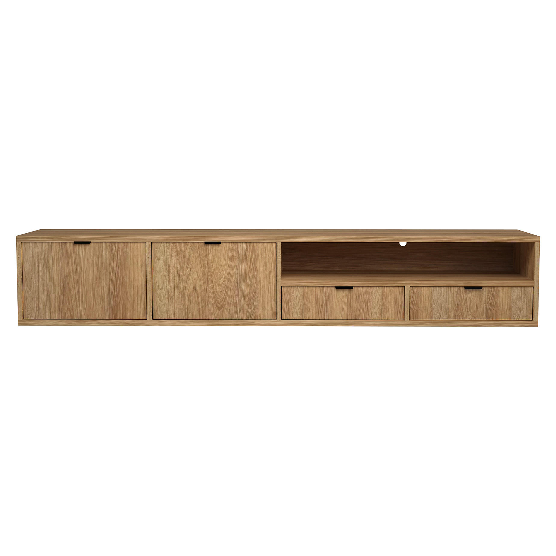 HÄNGELOWBOARD Evron mit 2 Schubladen und 2 Türen, 200 cm, Hikora Eiche - Eichefarben, Holzwerkstoff (200/35/40cm) - Beautysofa