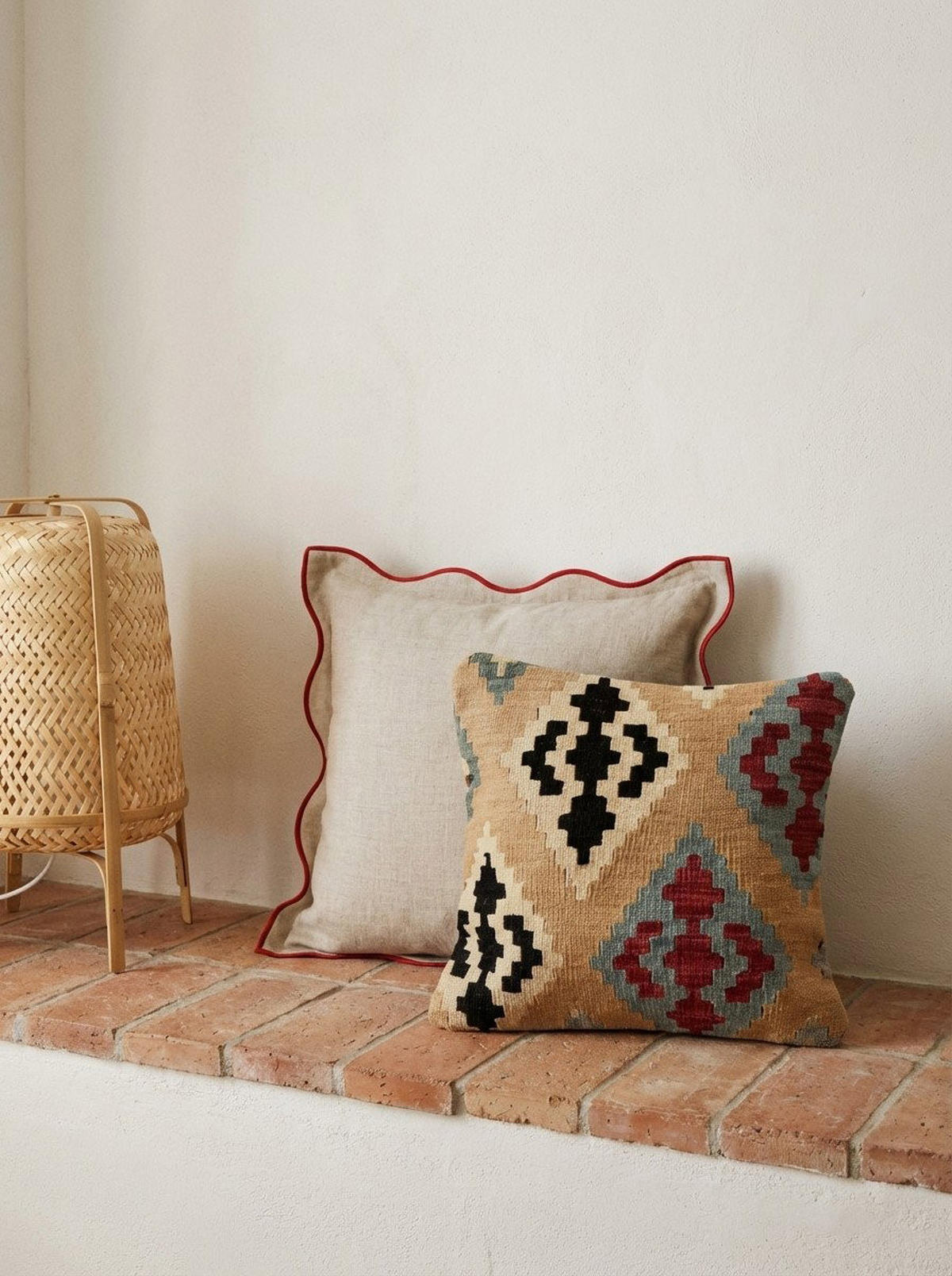 KISSEN Kelim Beige 50/50 cm Schurwolle - Beige, Textil (50/50cm) - Looma