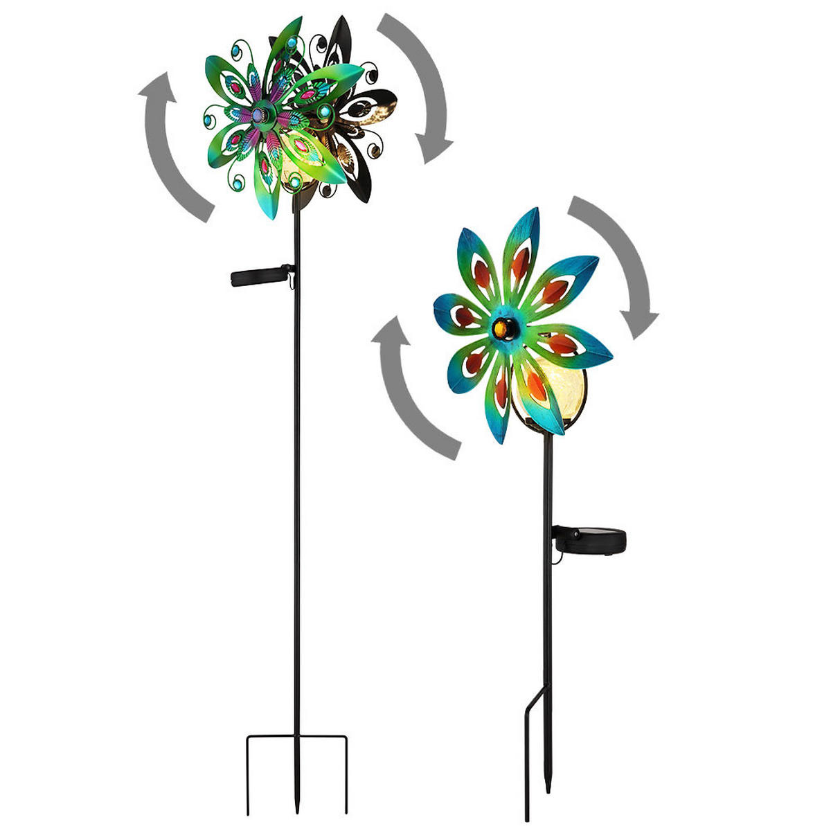 LED AUSSENLEUCHTE Metall Bunt 2er Set - Multicolor, Metall (32/17.5/124cm) - Globo Lighting