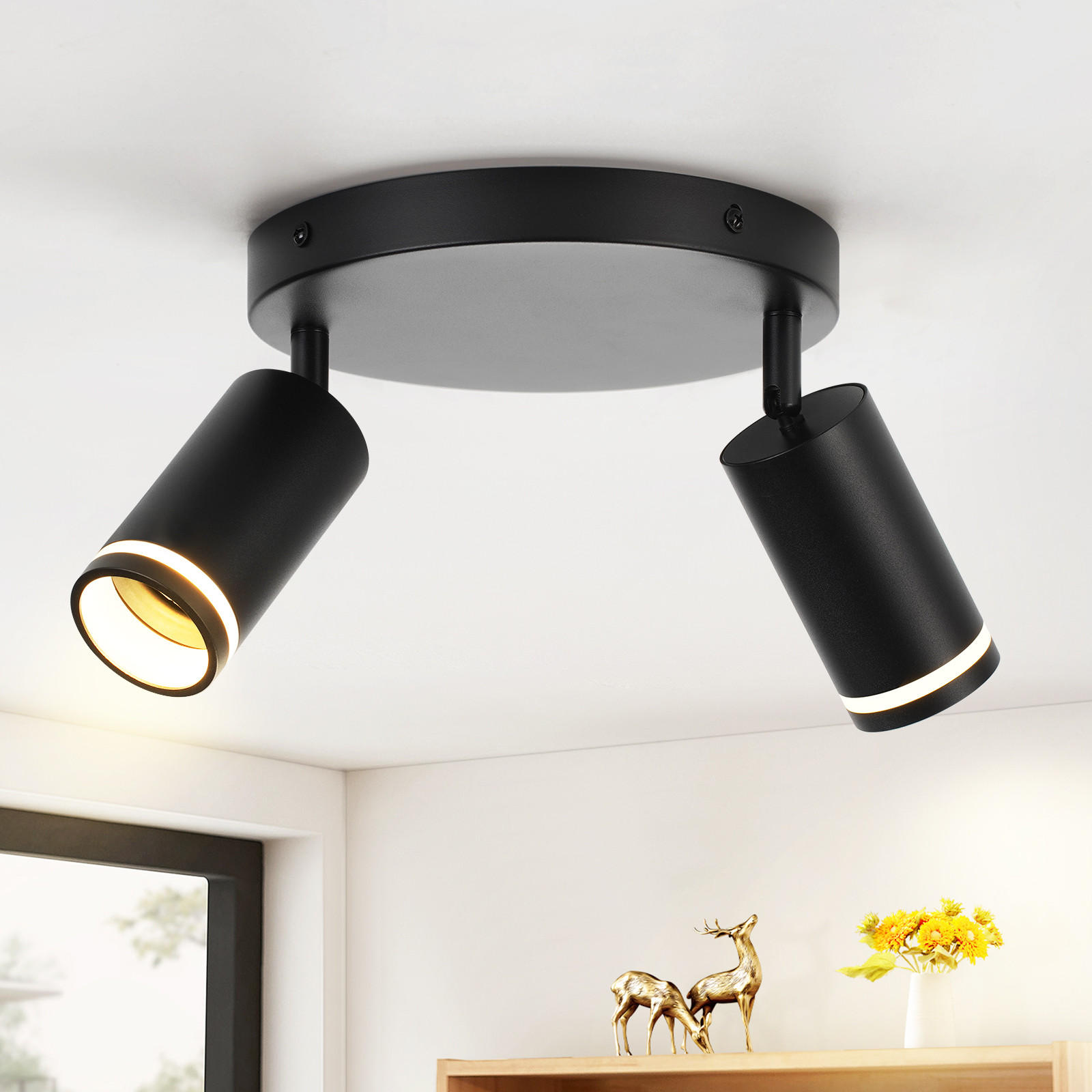 STRAHLER Heilbronn 2-flammig 20/20/17 cm - Schwarz, Metall (20/20/17cm) - Nettlife