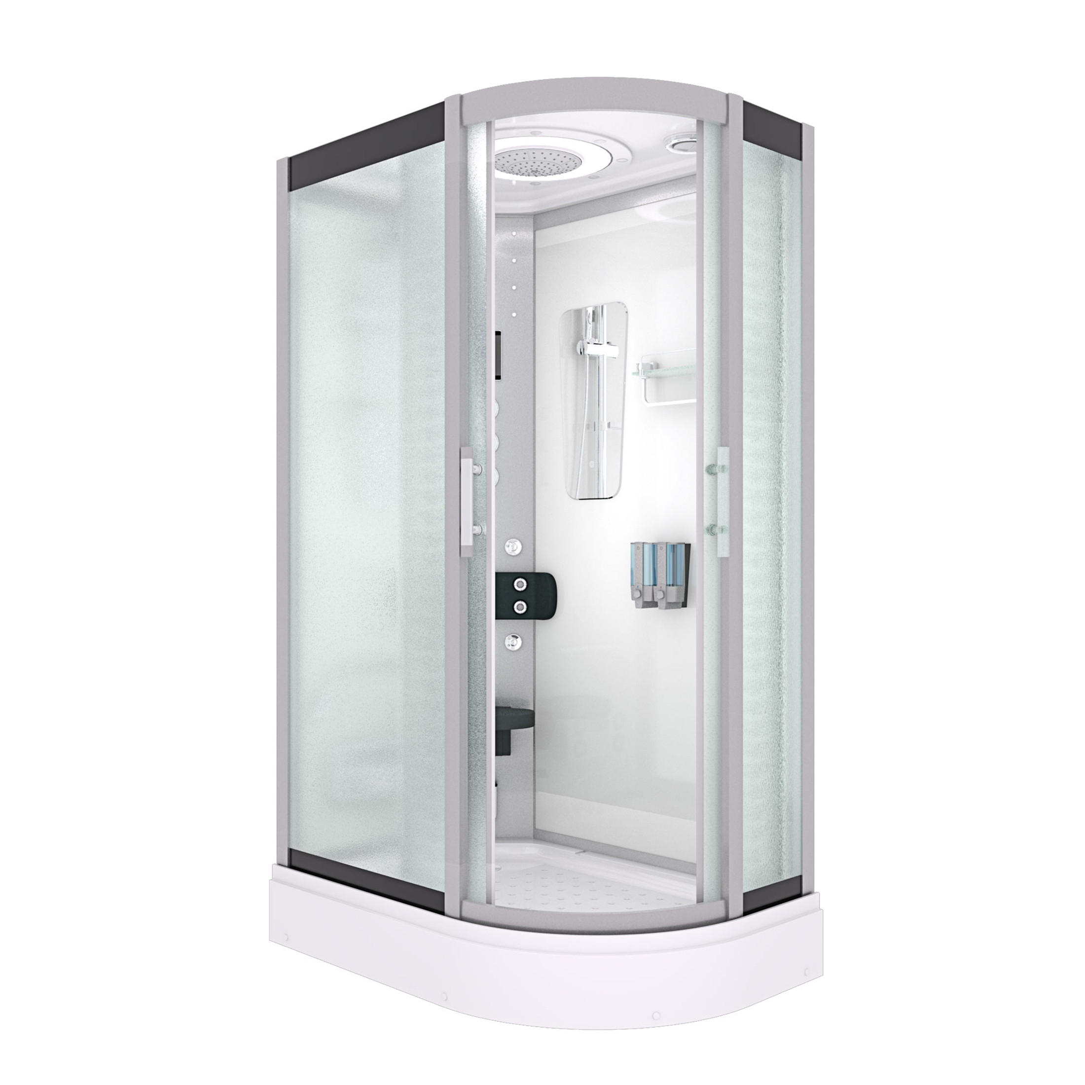 DUSCHE Duschkabine D60-70M1R Weiß 80x120 - Weiß, Glas/Kunststoff (80/120/215cm) - AcquaVapore by Sandra Jentho