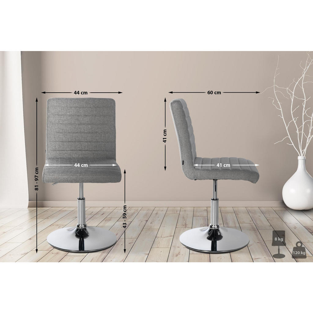 Thumbnail - CLP Drehstuhl, Grau, Textil, 44x81x60 cm, Arbeitszimmer, Bürostühle, Drehstühle