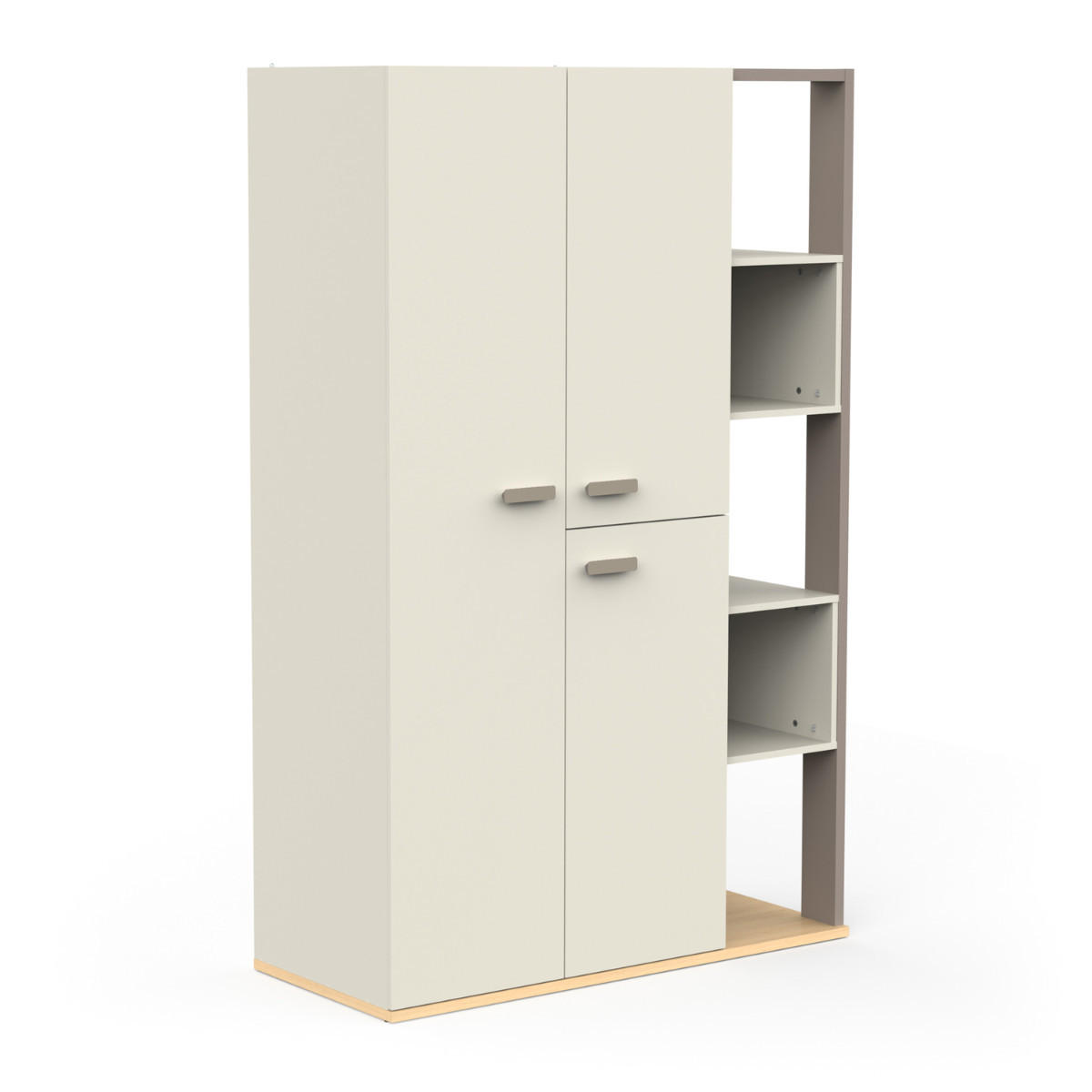 SCHRANK 3 Türen 5 Nischen - Modell CAMILLIA - Grau - 119,7 x 51,5 x 186,9 cm - Grau, Holz (51.5/186.9/119.7cm) - Demeyere