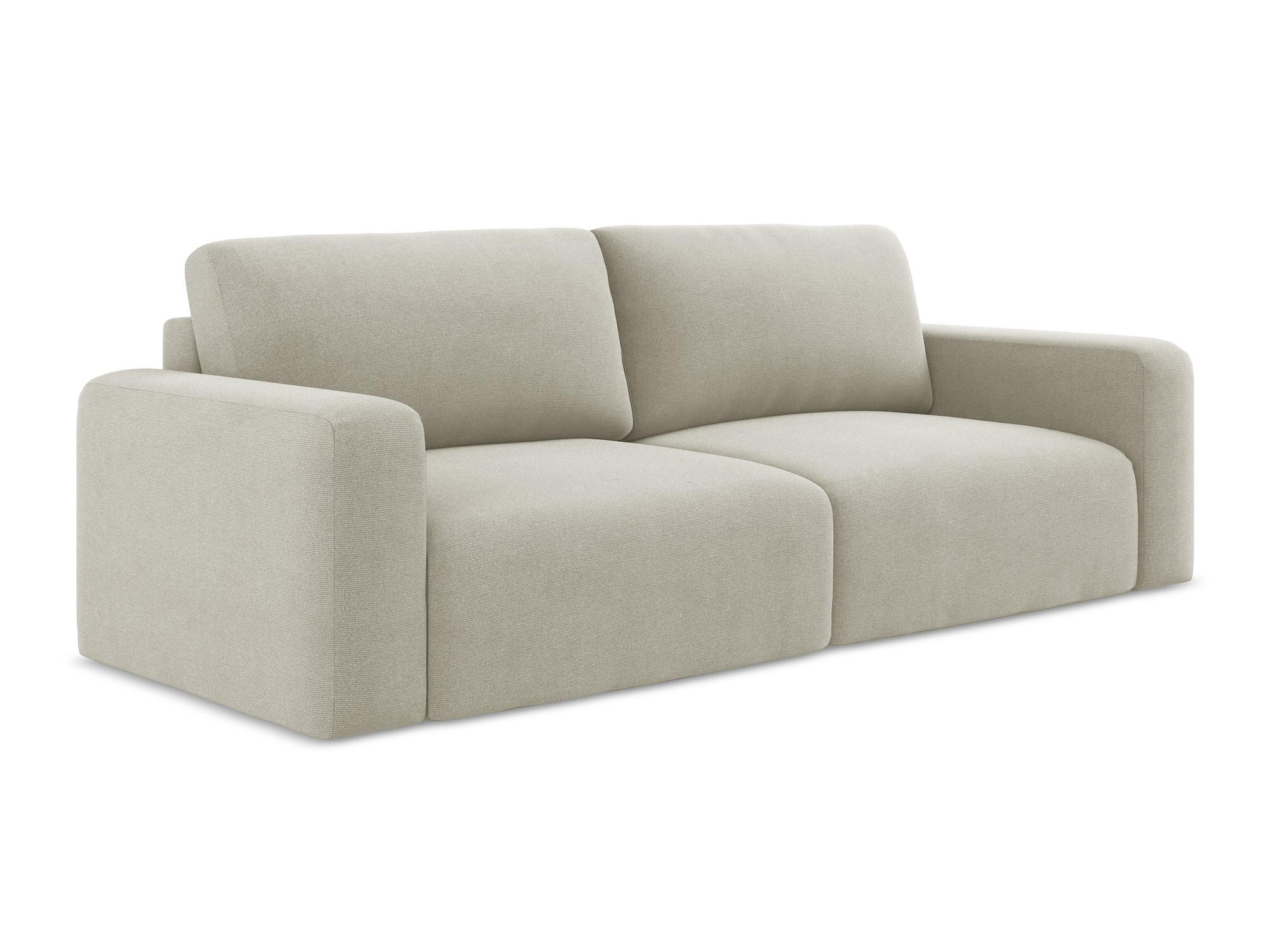 3-SITZER SOFA mit Schlaffunktion Strukturstoff Stoff Beige - Beige/Creme, Kunststoff/Textil (244/79/102cm) - Makamii
