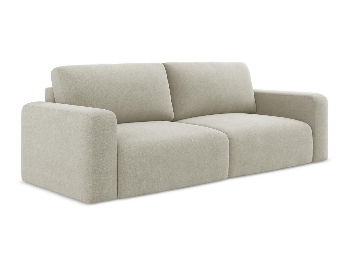 3-SITZER SOFA mit Schlaffunktion Strukturstoff Stoff Beige - Beige/Creme, Kunststoff/Textil (244/79/102cm) - Makamii