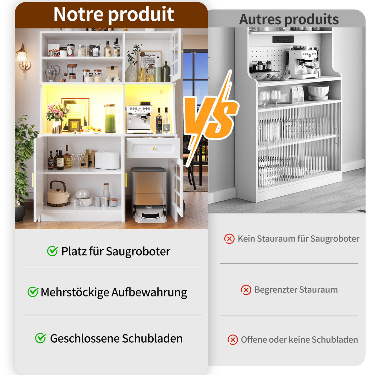 BUFFET 130/180/45 cm Weiß aus MDF mit LED-Beleuchtung - Weiß, Holzwerkstoff (45/180/130cm) - OKMYHOME