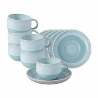 ESPRESSOTASSEN MIT UNTERTASSEN Perlemor Aqua blau 60 ml 6er Set - Blau, Keramik (12/6.5/12cm) - like.Villeroy & Boch
