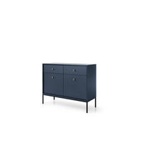 KOMMODE Molly Dunkelblau, Schwarze Beine, Kombikommode - Schwarz/Dunkelblau, Holzwerkstoff/Metall (104/83/39cm) - Bettso