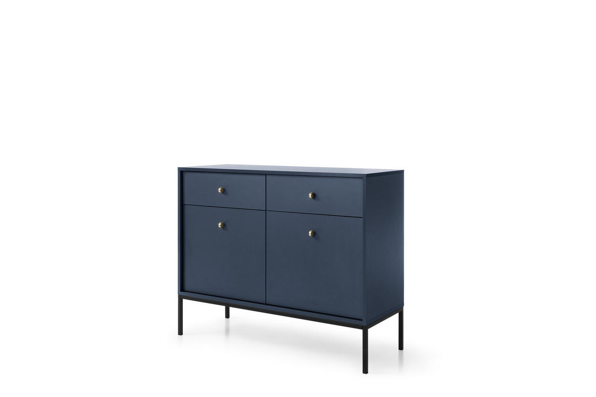 KOMMODE Molly Dunkelblau, Schwarze Beine, Kombikommode - Schwarz/Dunkelblau, Holzwerkstoff/Metall (104/83/39cm) - Bettso