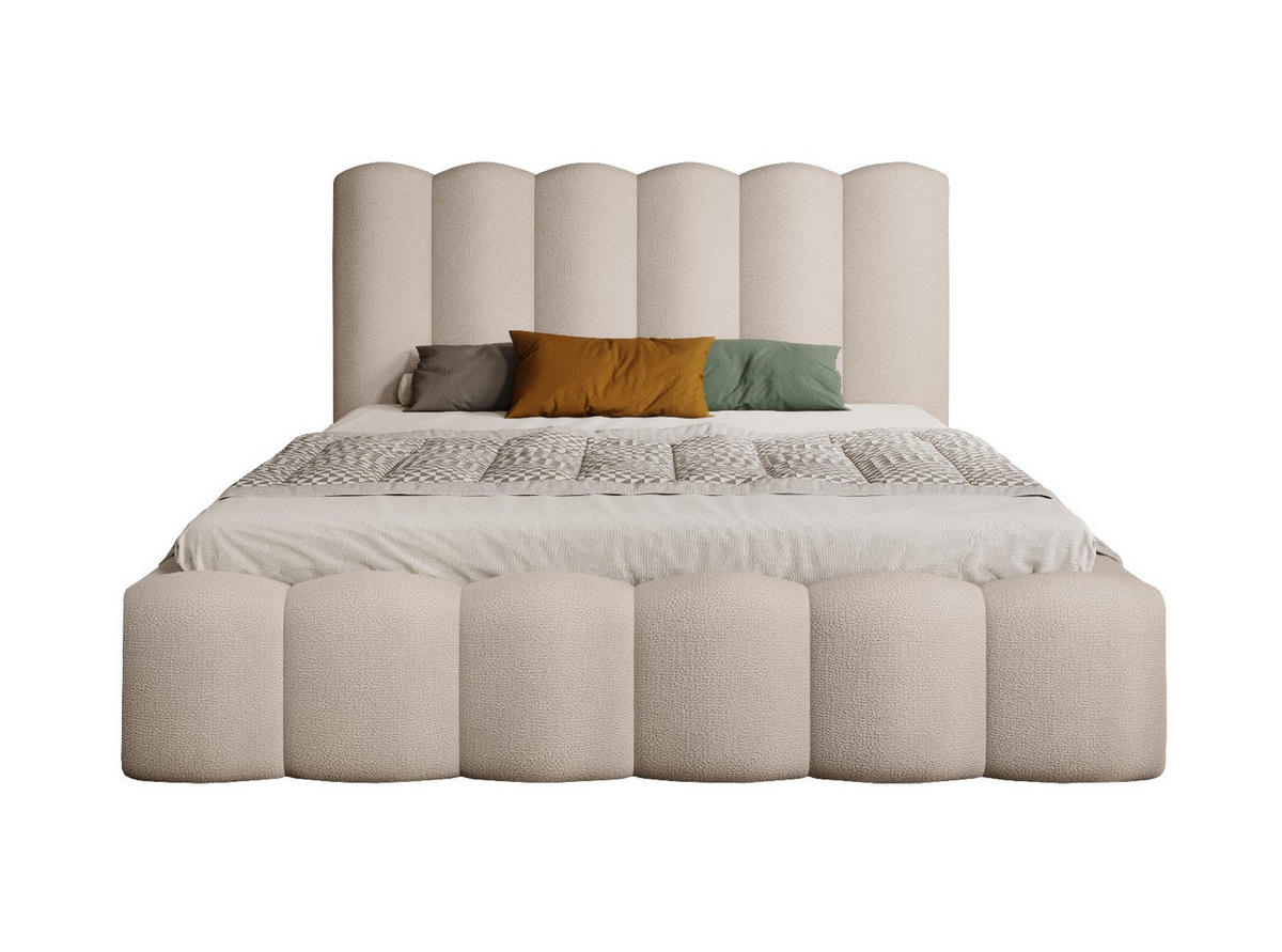 POLSTERBETT Langlebiges Polsterbett Mona V 160x200 cm – Bett mit Bettkasten, Modernem Design, Beige - Beige/Schwarz, Holzwerkstoff/Kunststoff (160/200cm) - DomoHome