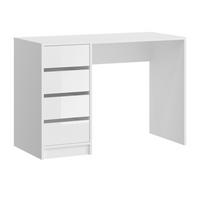 SCHREIBTISCH weiß Hochglanz 110 cm, für Homeoffice und Büro mit 4 Schubladen - Weiß Hochglanz/Weiß, Holzwerkstoff/Metall (110/48/75cm) - Inn.Furn