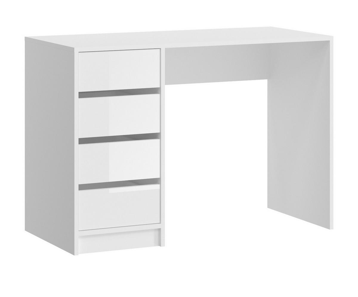 SCHREIBTISCH weiß Hochglanz 110 cm, für Homeoffice und Büro mit 4 Schubladen - Weiß Hochglanz/Weiß, Holzwerkstoff/Metall (110/48/75cm) - Inn.Furn