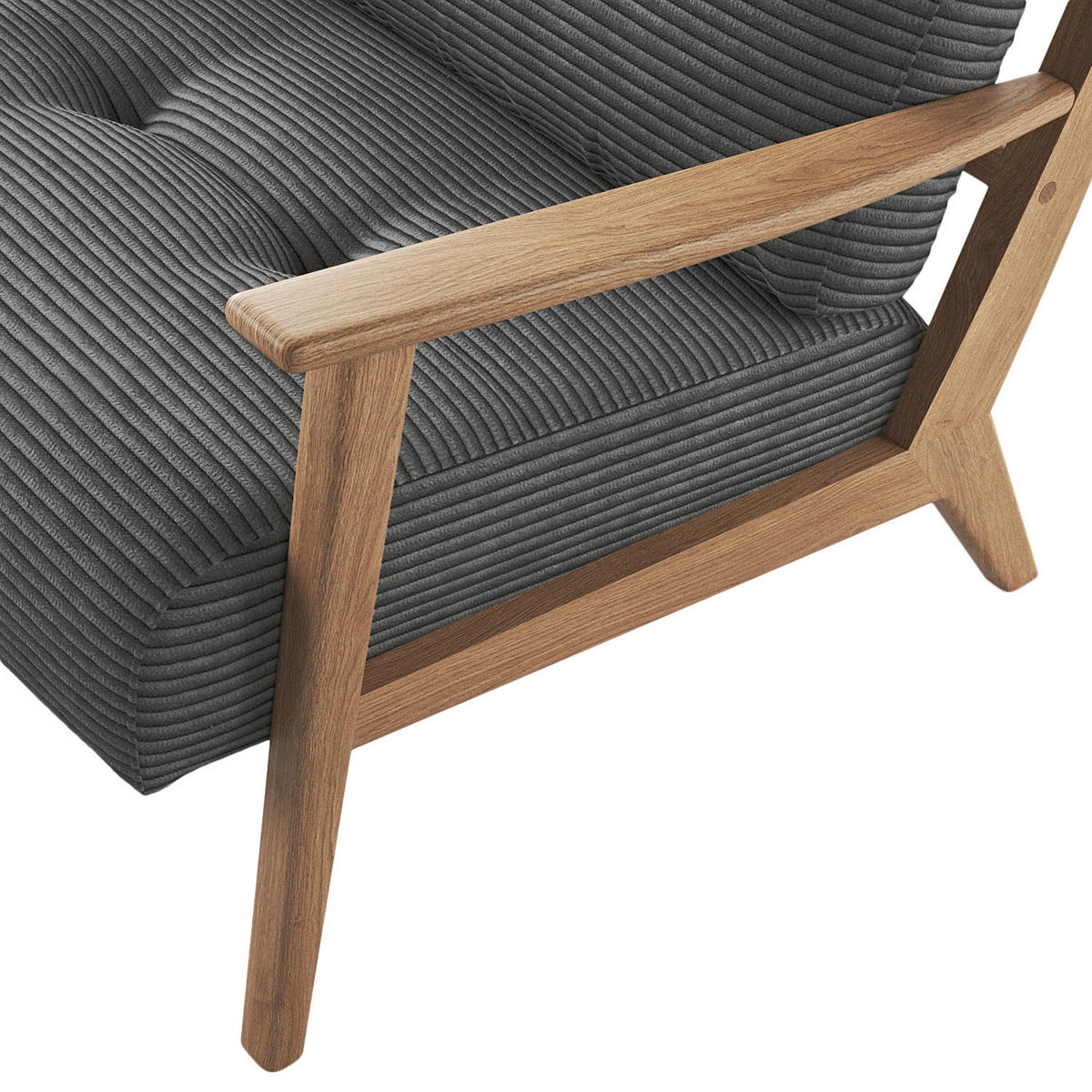 SESSEL - Eichefarben/Anthrazit, Eichenholz/Textil (83/80/75cm) - home24