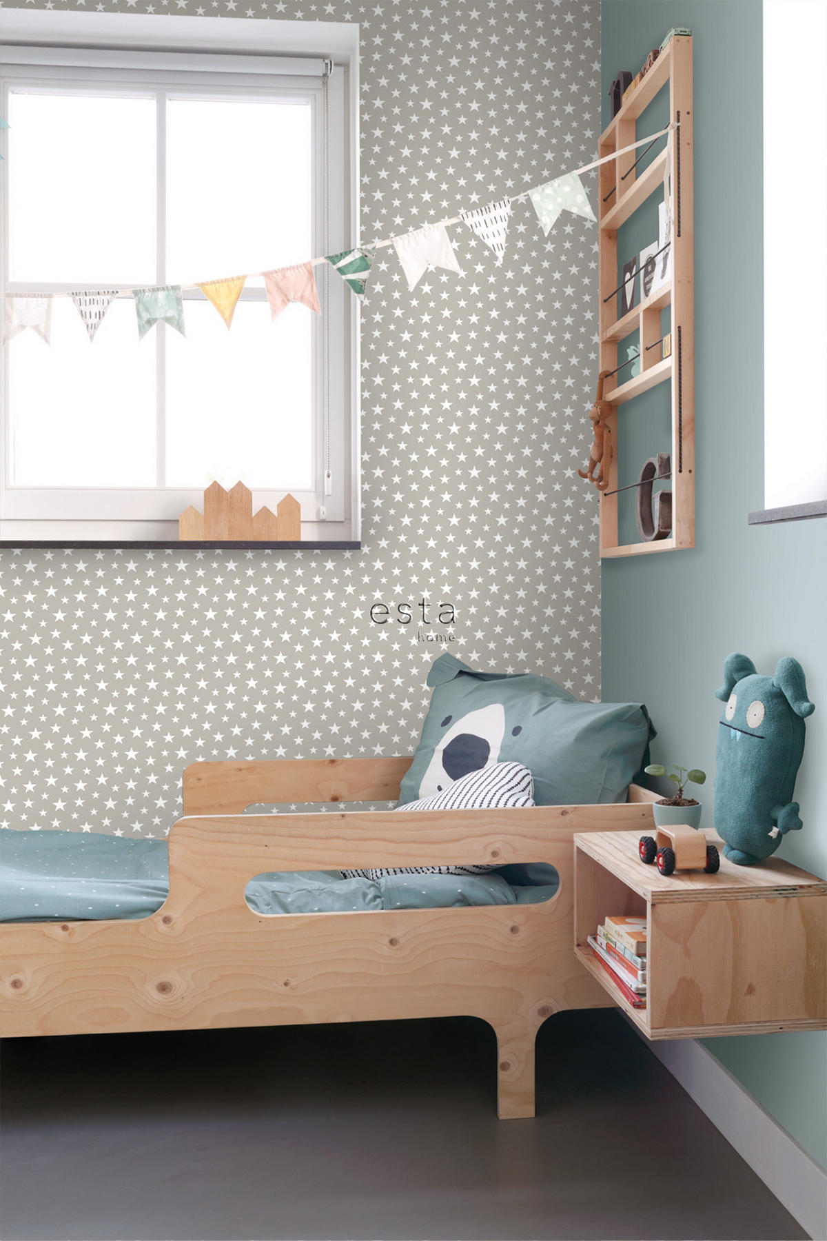 TAPETE kleine Sterne 53 cm x 10.05 m - Grau, Papier (53/0.1cm) - ESTAhome