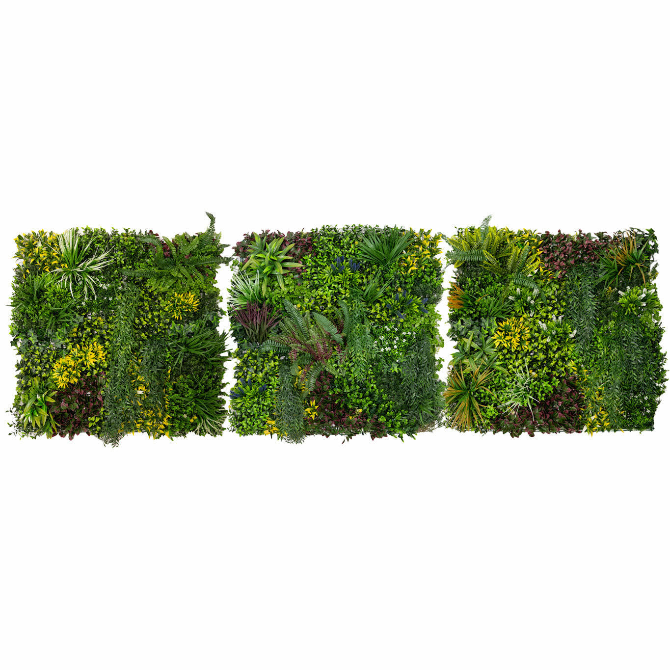 WANDFLIESE 3 Stück Cassia Künstliche Pflanze 100 cm x 100 cm - Grün, Kunststoff (100cm)