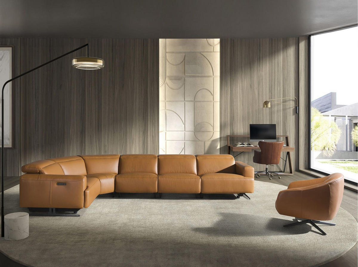 ECKSOFA Ecke Braun Schwarz 310/310/97 cm. - Braun, Leder/Metall (310/310cm) - ANGEL CERDA