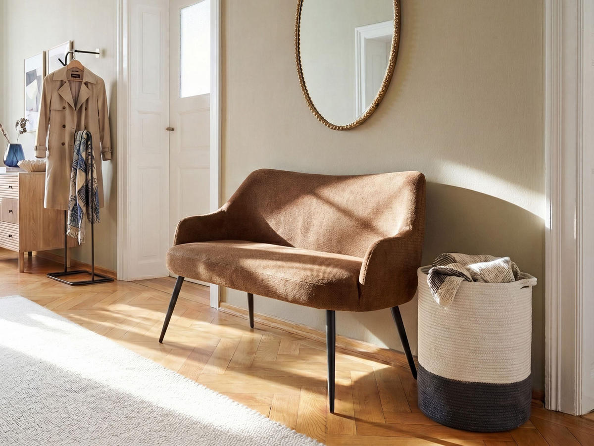 ESSZIMMERBANK 2-Sitzer Stoff Dunkelbraun Arendal - Dunkelbraun, Textil (134/79/58cm) - Beliani