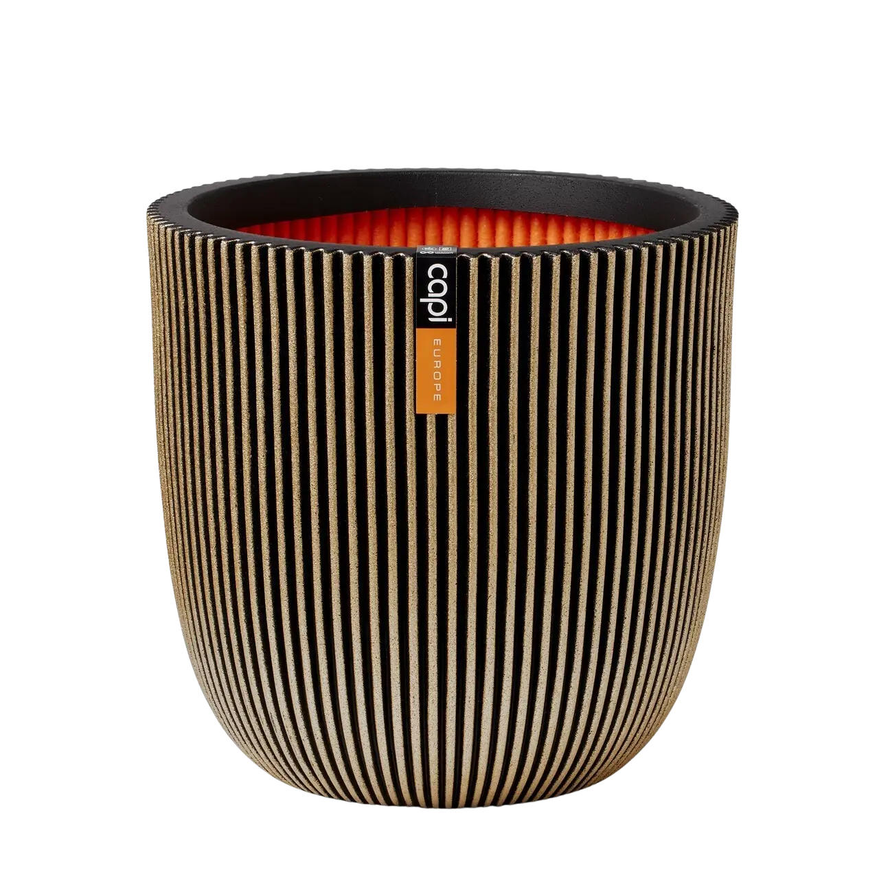 BLUMENTOPF Kugel Groove schwarz gold | 43x41 cm - Schwarz, Kunststoff (1/41/1cm) - aplanta