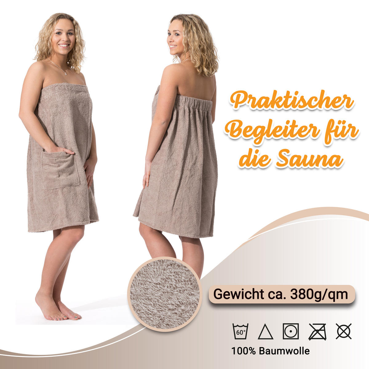 BADEMANTEL, S/M, 100% Baumwolle, Braun - Fango, Textil (S/Mcm) - Zollner
