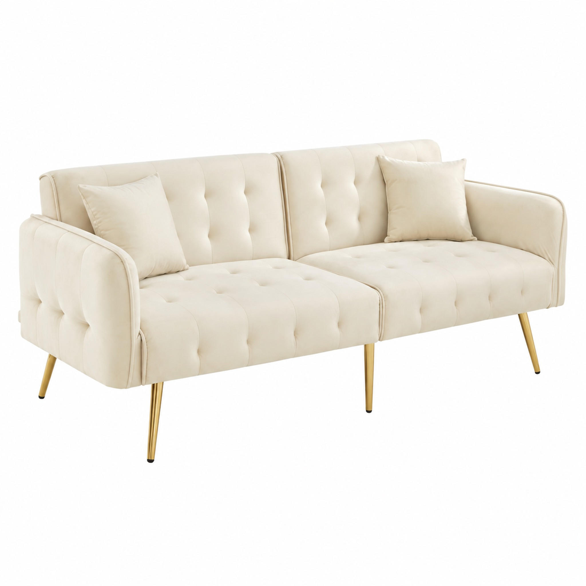SOFABETT mit verstellbarer Rückenlehne 215 x 81,5 cm Velours Beige - Beige, Kunststoff (178/70/82cm) - Meubliv