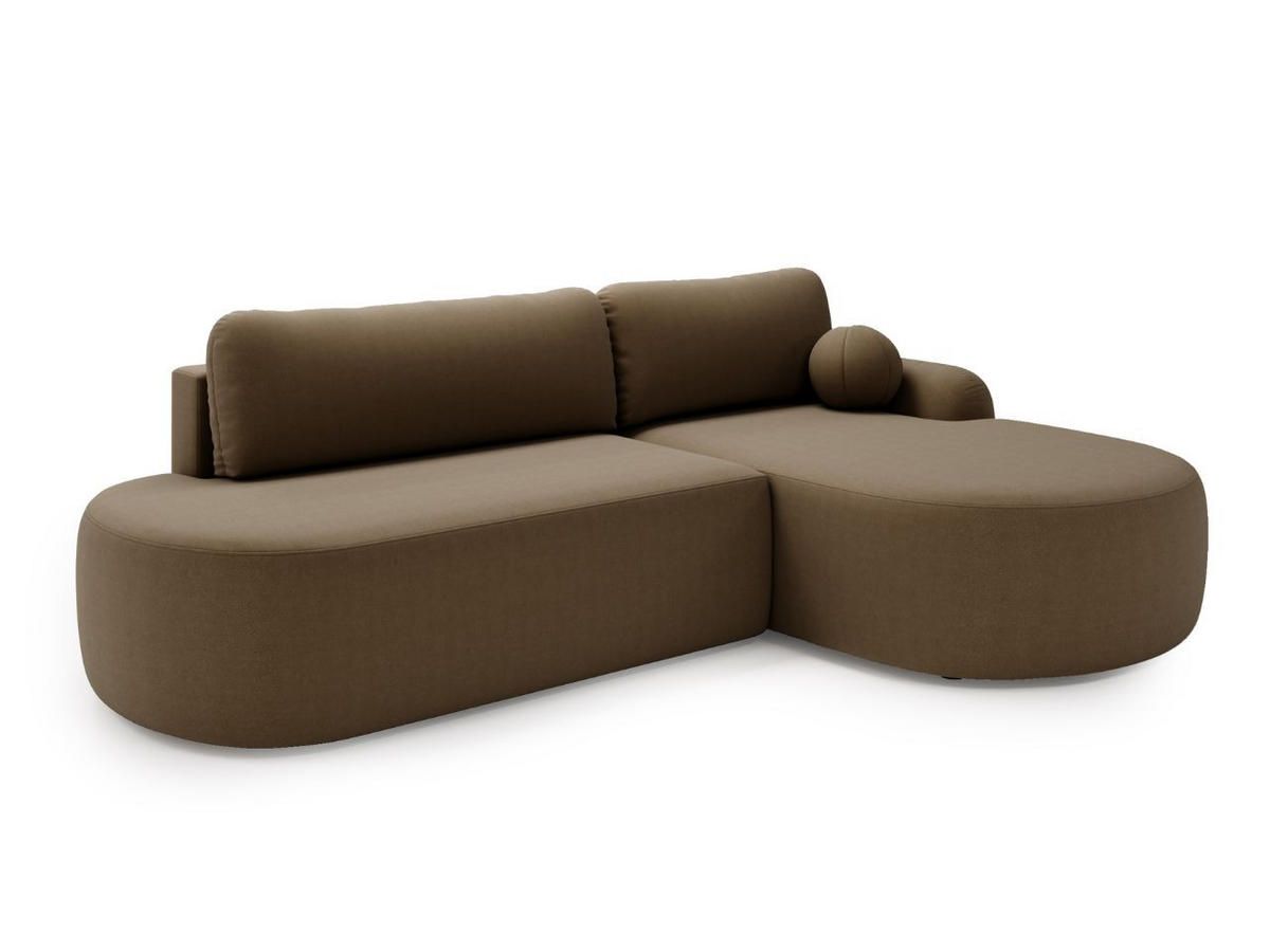 ECKSOFA Aurio O Bouclé-Stoff Braun Rechts - Braun, Holz/Textil (271/177cm) - Graingold