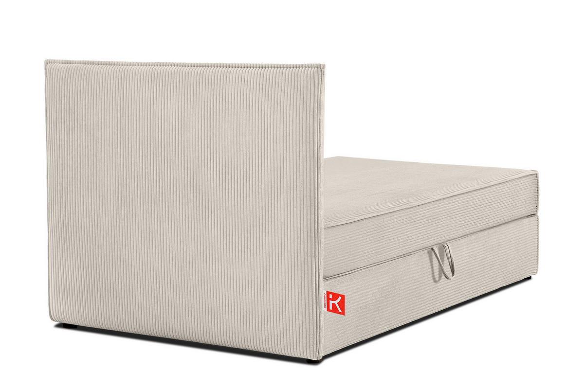 BOXSPRINGBETT ROTI Einzelbett, cremefarben - Creme/Schwarz, Holz/Holzwerkstoff (90/200cm) - KONSIMO®