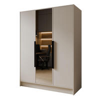 SCHRANK Kaschmir LUSO Mit Spiegel Und Schwarzen Griffen 150 g - Ecru, Holzwerkstoff (150/200/51cm) - Sepro Meble