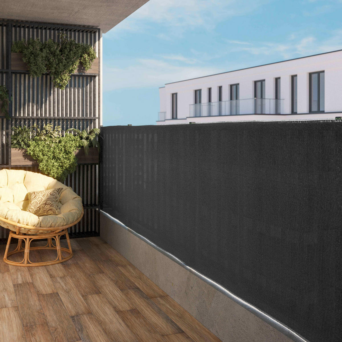 SICHTSCHUTZ 1,20x50m, Bedeckung 85 %, Grey - Grau, Textil (120/120cm) - Oviala