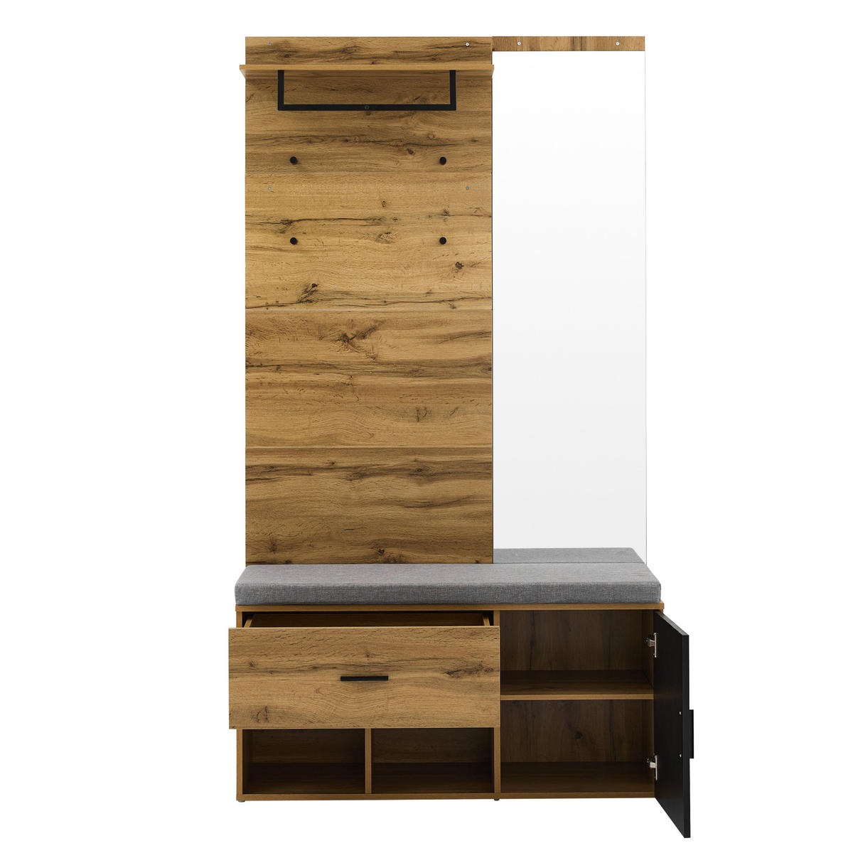 GARDEROBENSET 190Cm Spiegel Schuhbank Holzoptik - Naturfarben, Holzwerkstoff (39/190/104cm) - FLIEKS