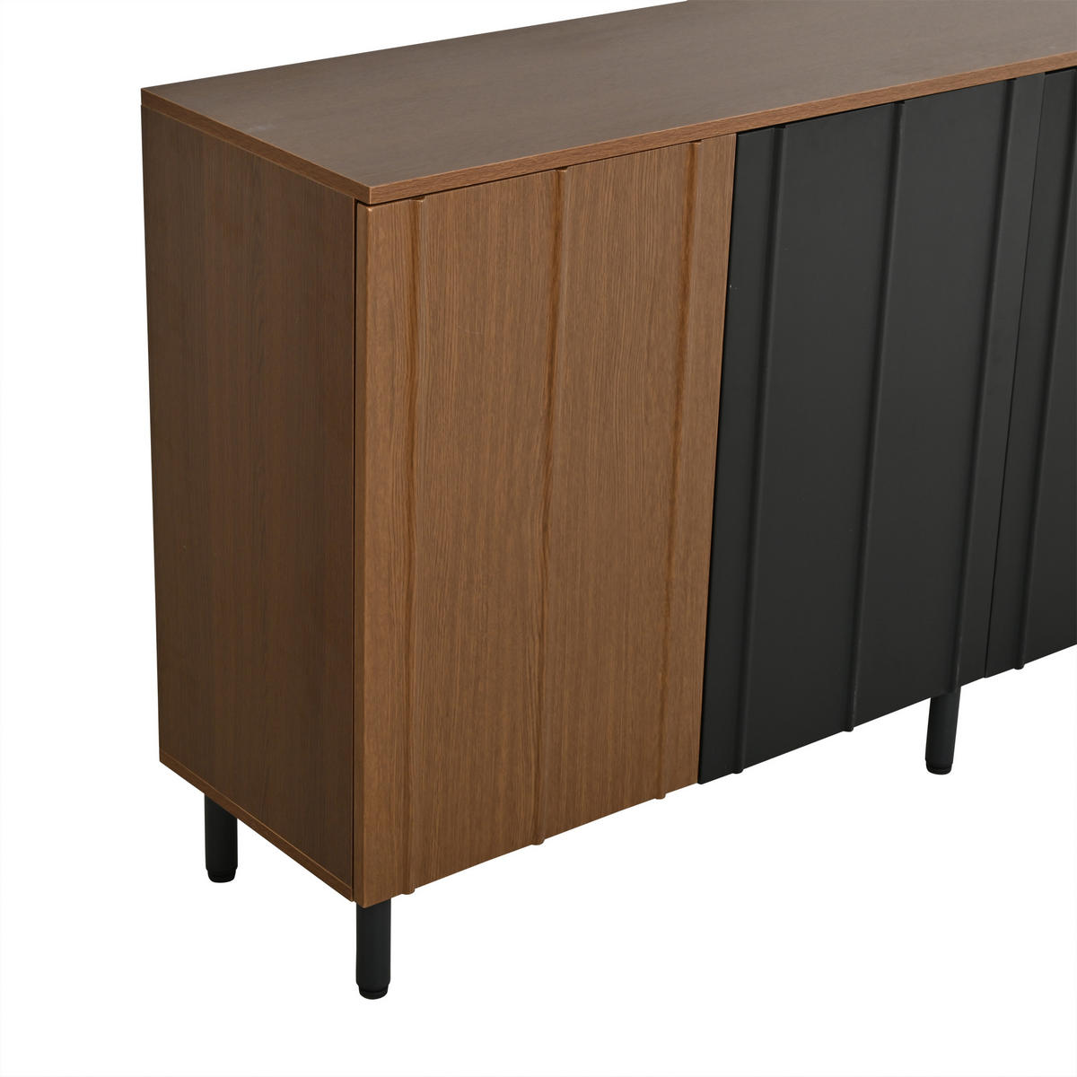 SIDEBOARD mit 4 Schranktüren und verstellbaren Staufächern 160/35/80 cm - Walnussfarben/Schwarz, Holzwerkstoff (160/80/35cm) - EVRYAE