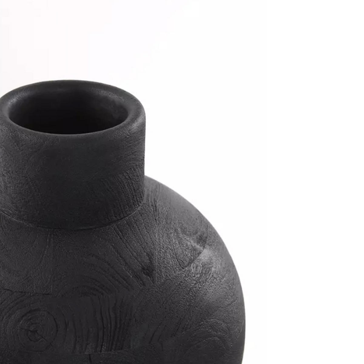 BODENVASE BARUMI Ø33x45 cm, Holz, Schwarz - Schwarz, Holz (45cm) - Light & Living