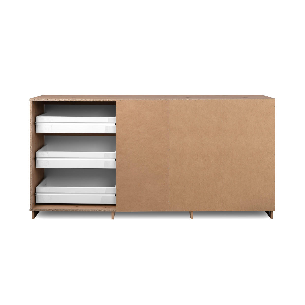 SIDEBOARD mit 3 Türen und 3 Schubladen Hochglanz Weiß und Artisan-Eiche 178/40/88 cm - Weiß Hochglanz, Holzwerkstoff (40/88/41.5cm) - Calicosy