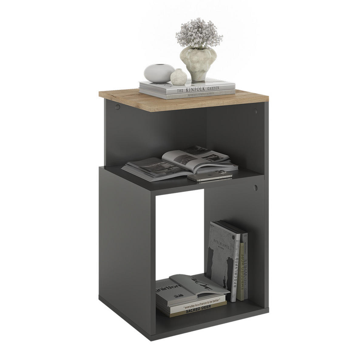 NACHTTISCH Elios Anthrazit/Goldkraft Eiche 40 x 65.3 cm - Honigeiche/Anthrazit, Holzwerkstoff (40/65.3/35cm) - Vicco