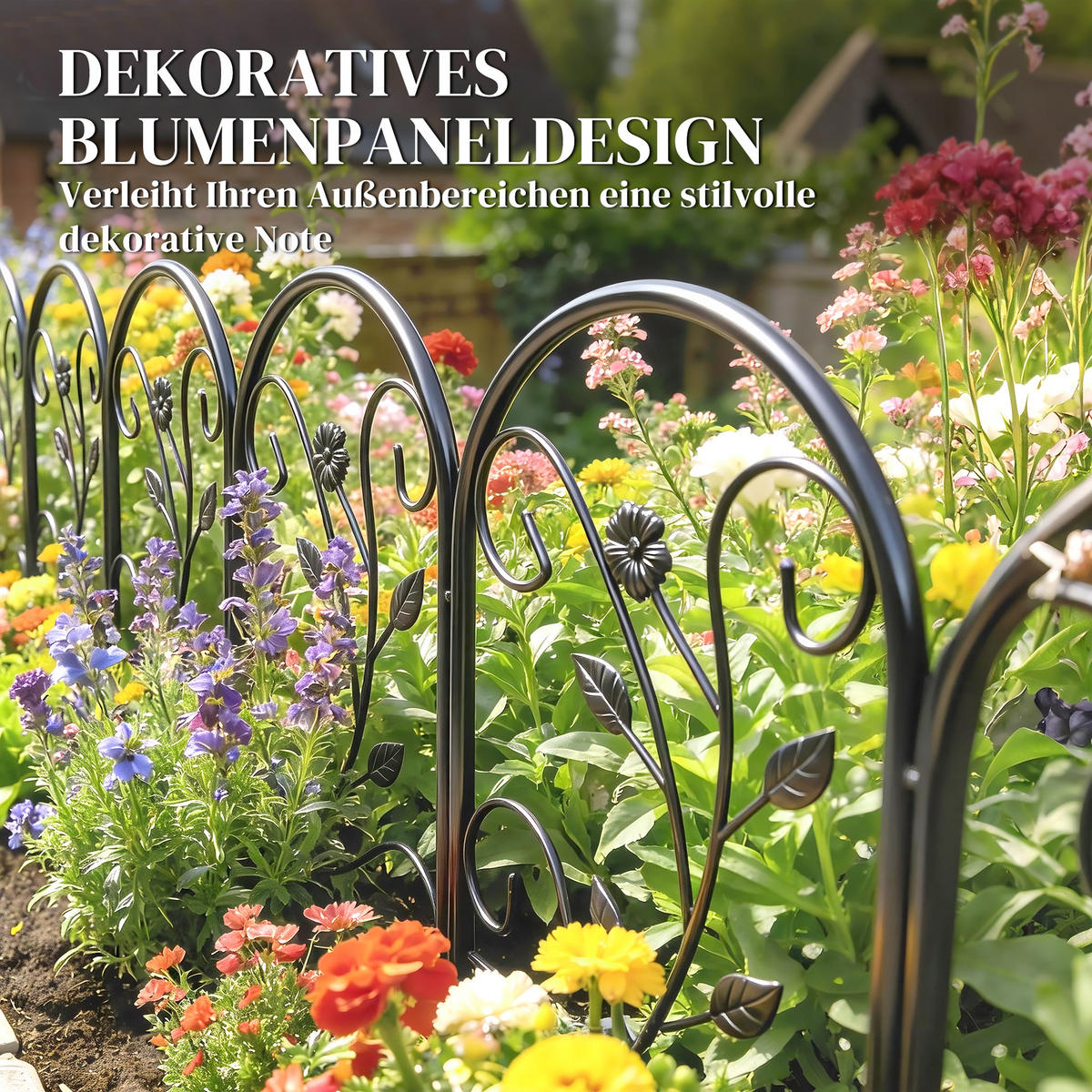 TEICHZAUN 5er Set Metall Schwarz - Schwarz, Metall (1/60cm) - Outsunny