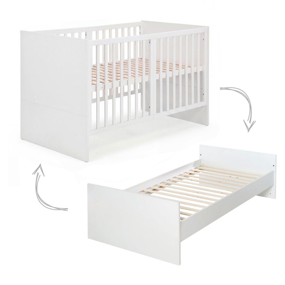 BABYBETT Lilo 70 x 140 cm - Weiß, Holzwerkstoff (70/140cm) - Roba
