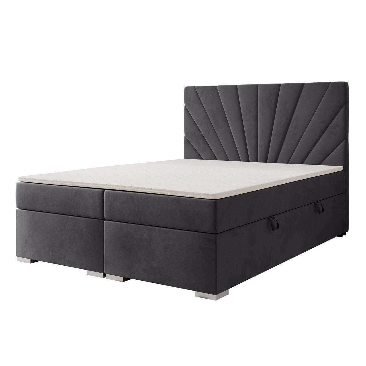 BOXBETT 160x200 cm mit Topper - Anthrazit, Holzwerkstoff/Textil (160/200cm) - Idohome