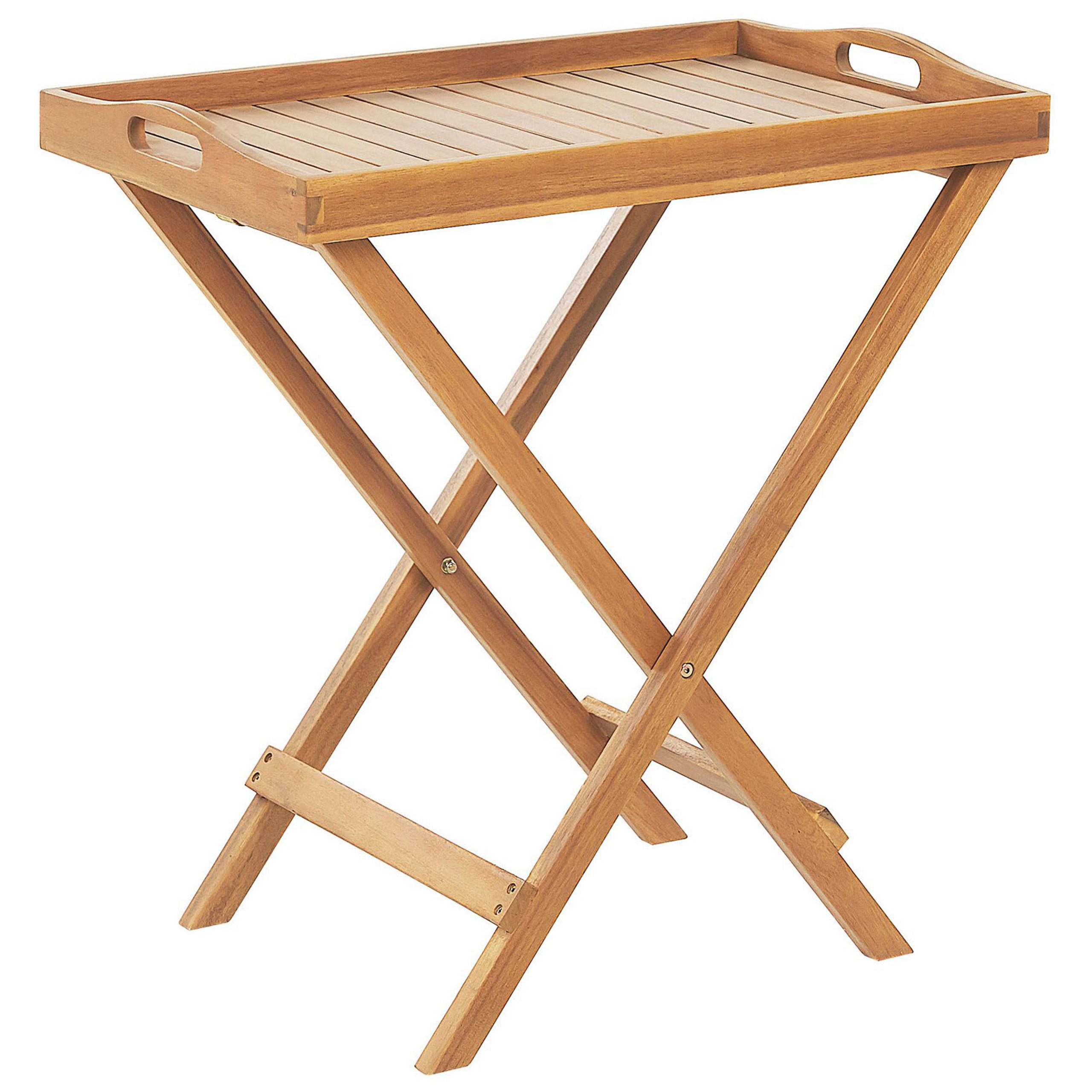 GARTENTISCH Massivholz Heller Holzfarbton Java - Hellbraun, Holz (45/68/73cm) - Beliani