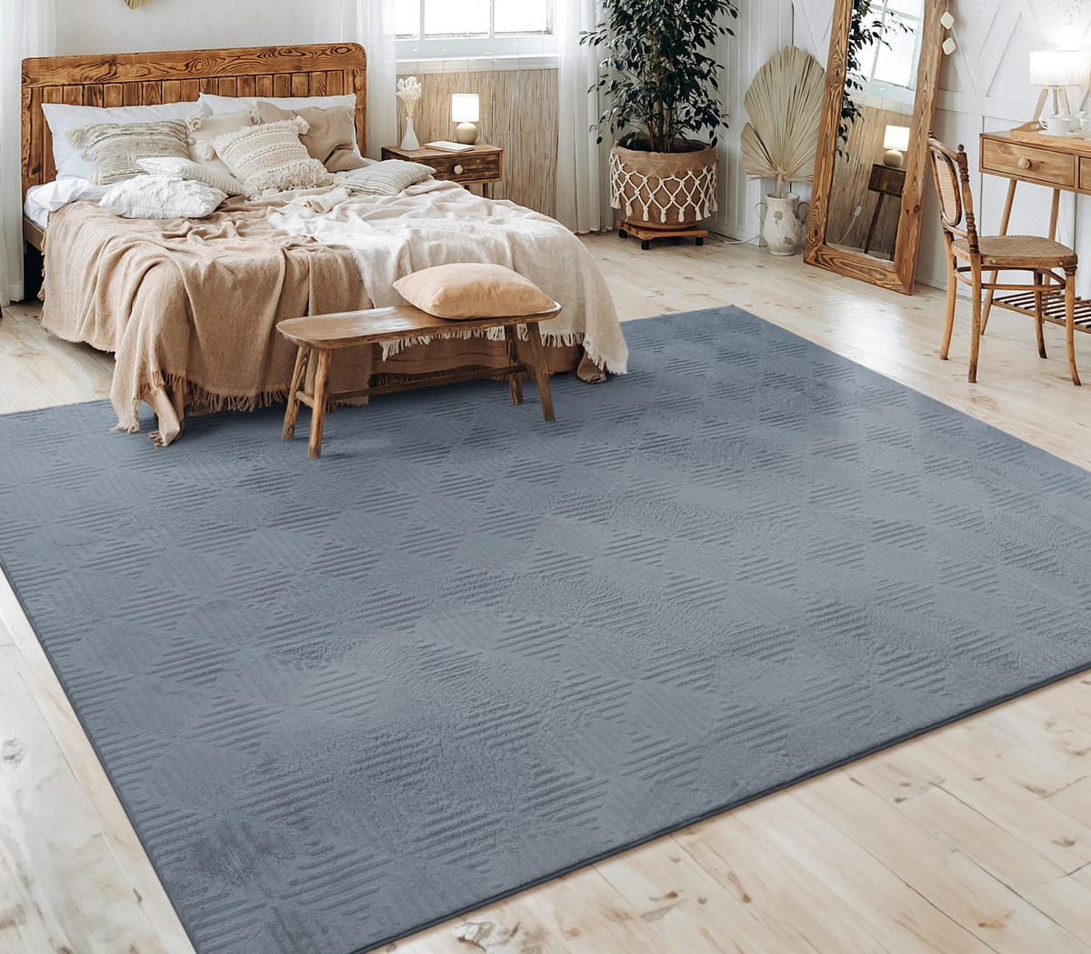 KURZFLORTEPPICH, einfarbig, Florhöhe 10 mm, Anthrazit, 120 x 160 cm - Anthrazit, Textil (120/160cm) - KADIMA DESIGN