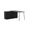 ECKSCHREIBTISCH Zebra 74x129,5x145 cm AKTENSCHRANK mit 2 Fächern & 2 abschließbare Schiebetüren Schwarz - Schwarz, Holz (145/129.5/74cm) - PROREGAL