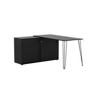 ECKSCHREIBTISCH Zebra 74x129,5x145 cm AKTENSCHRANK mit 2 Fächern & 2 abschließbare Schiebetüren Schwarz - Schwarz, Holz (145/129.5/74cm) - PROREGAL