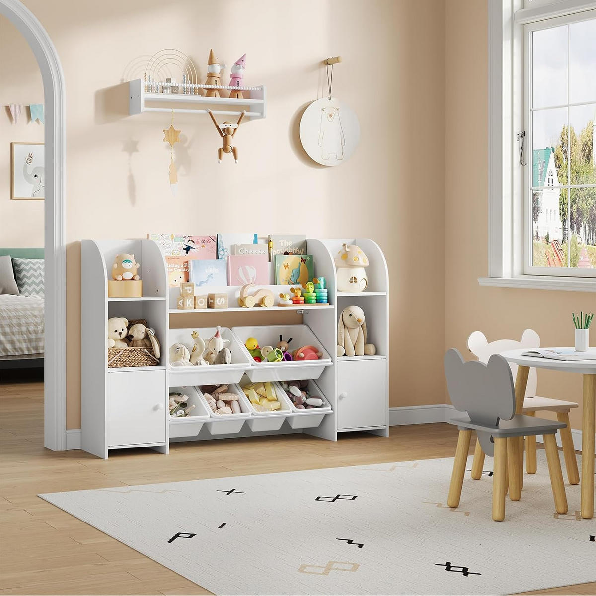 KINDERREGAL mit 6 Schubladen Weiß - Weiß, Kunststoff (135.8/90/29.8cm) - Woltu