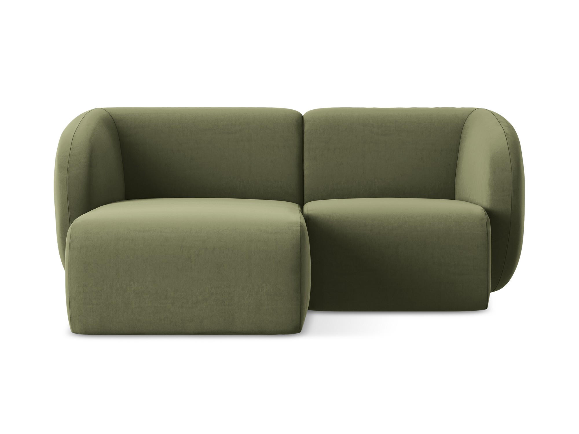 ECKSOFA Links Samt Stoff Grün - Schwarz/Olivgrün, Holzwerkstoff/Kunststoff (178/166cm) - Makamii