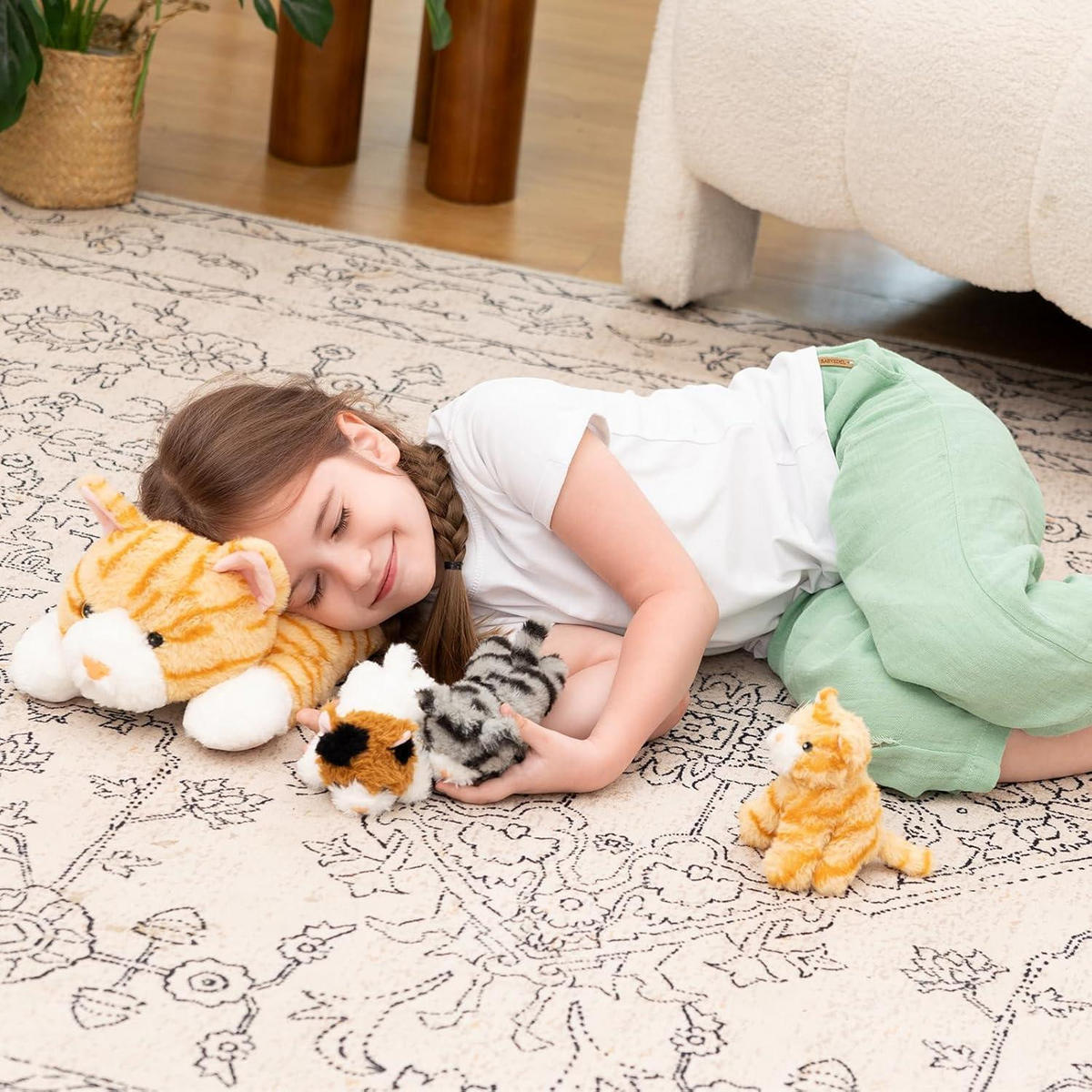 PLÜSCHTIER Katze mit 3 Babys 40 cm - Multicolor, Textil (18/40cm)