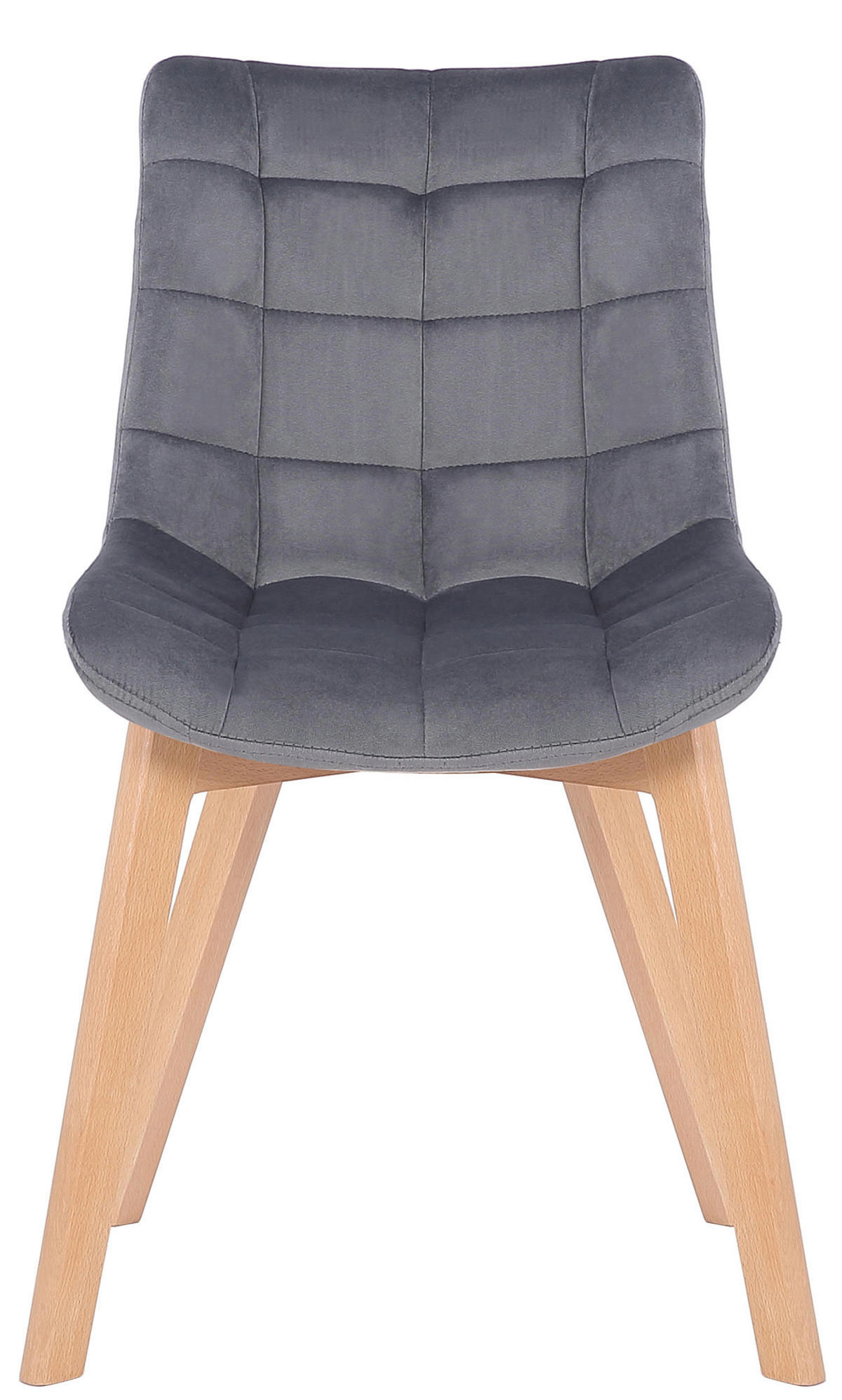 STUHL 2er Set Samt Grau - Eukalyptusholzfarben/Grau, Holz/Textil (46/82/61cm) - CLP